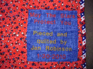 picture of message on quilt